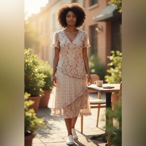 Elegant Layered Paisley Dress